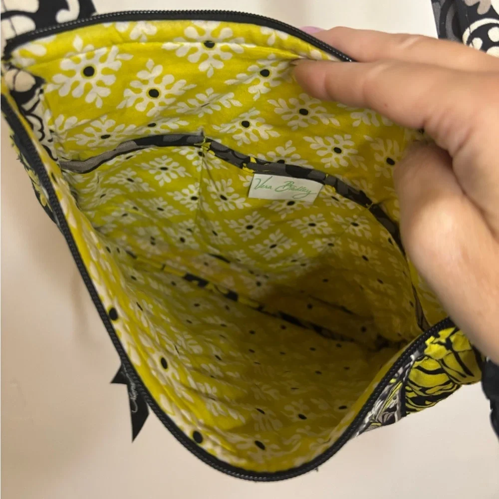 Vera Bradley Black Gray Yellow Floral Backpack & Crossbody Set
